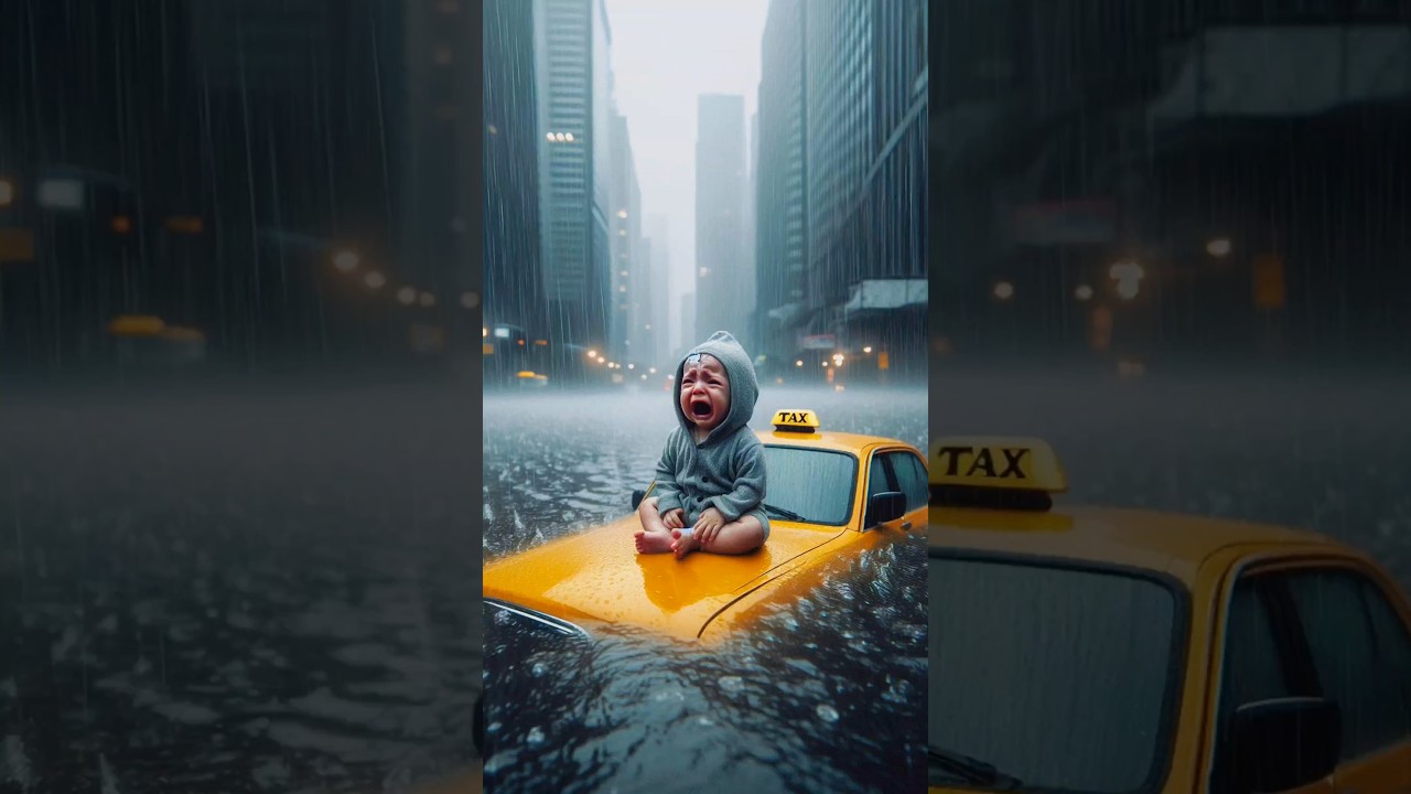 Baby in the Flood! 💔 #cuteanimals #shorts #cuteanimals #animation #cartoon #cute #rabbit