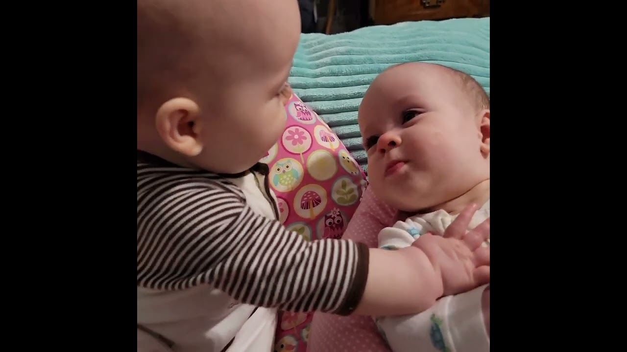 baby kisses. #babiesofyoutube #twinsbaby #sisters #babies #babylaughing #babykiss