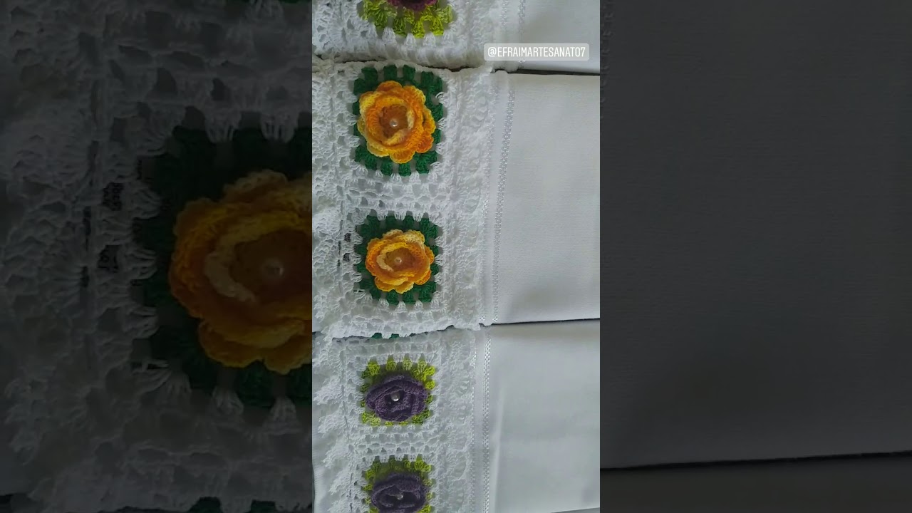 barrado de flores para toalhas de mão  #toalhaspersonalizadas #croche #artesanato #circuloprodutos