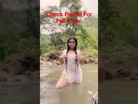 Bathing Beautiful Crazy Girl In The Lake Looks Great