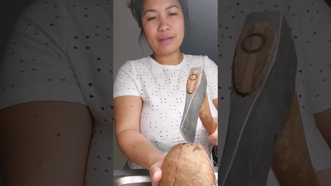 Be Careful of Your Toes While Using An Axe | Ms. Inday In Sweden 🇸🇪 #axe #coconut #filipinodelicacy