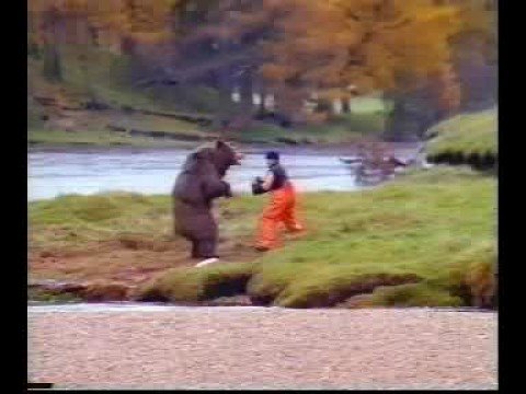 Bear kicks man in nuts!