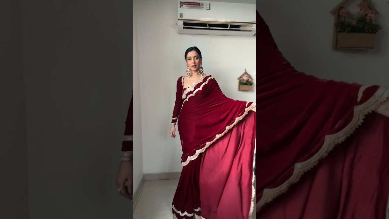 Beautiful 😍 Velvet Saree 🥻 for winter ❄️☃️ #wedding #outfitideas #viral #cataloguebyab