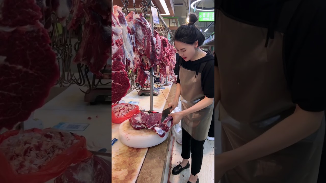 Beautiful butcher in market #meatviews #dwnl #meat