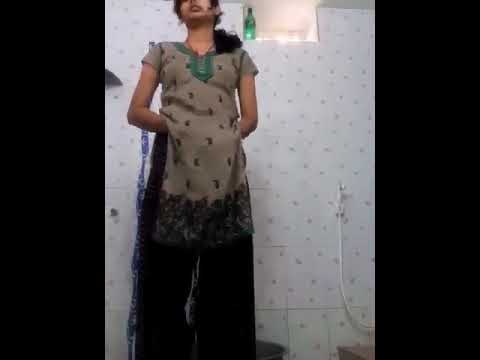 Beautiful desi girl dress changing in bathroom video