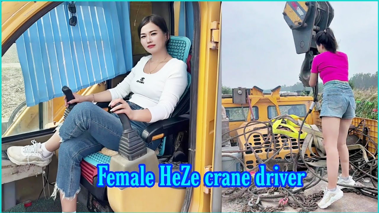 Beautiful female crane driver HeZe and her journey of lifting ornamental plants