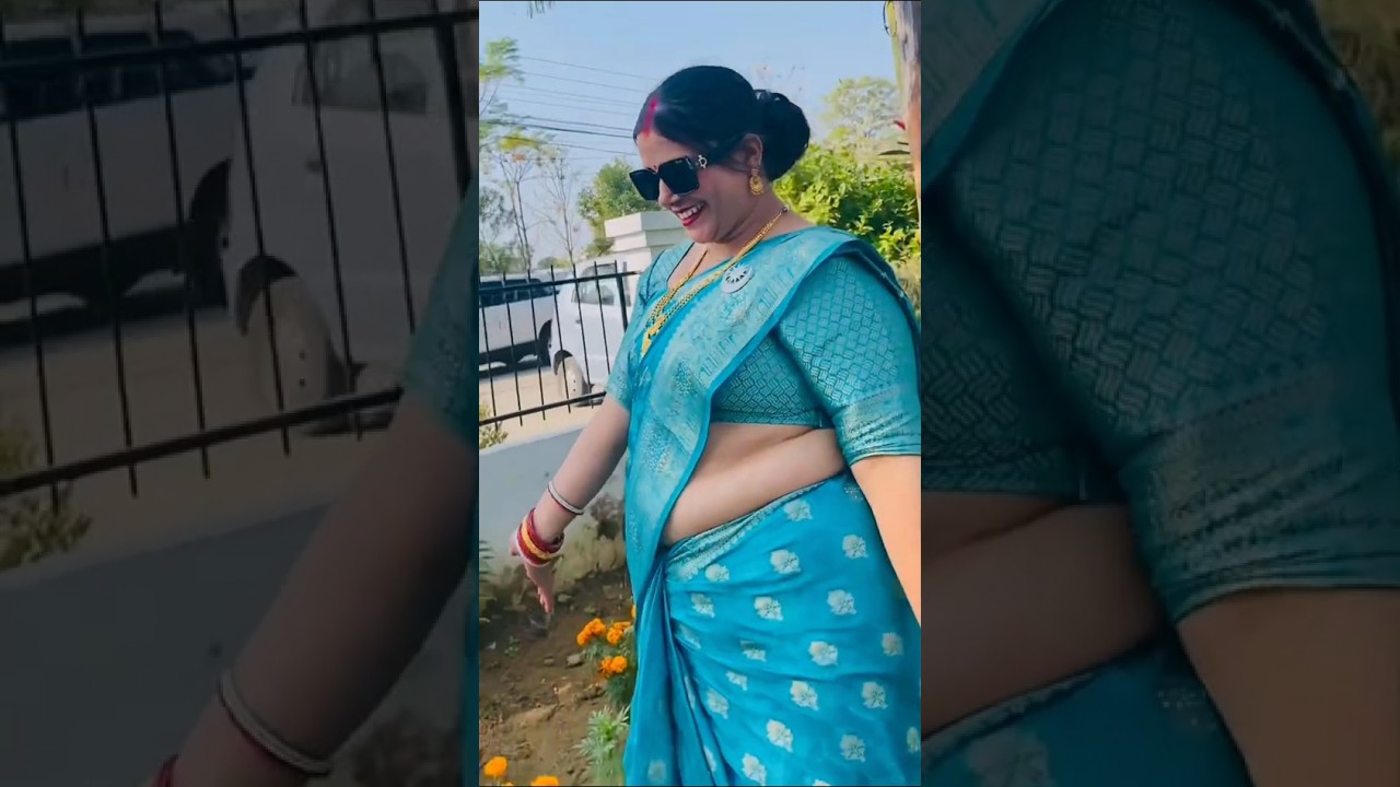 Beautiful mature nepali desi aunty navel saree walking reels❤️❤️❤️ #auntylove #chubbyaunty