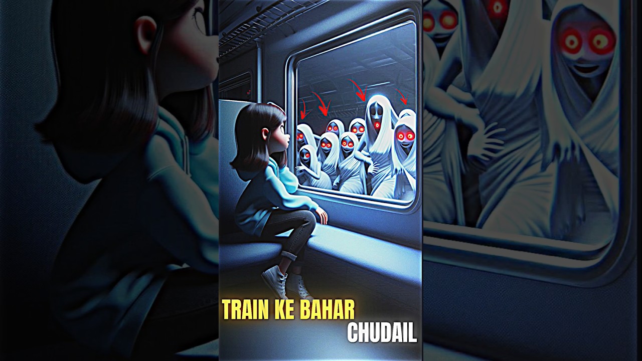 bhootiya train ke bahar chudail 🤯😱🤯 #shorts #ai #story #bhoot #shortvideo #kahani #trend #train