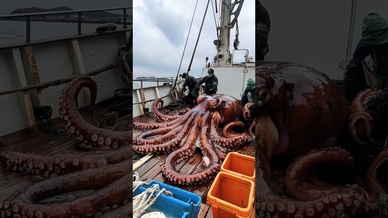 big octopus caught  #fishing #pacificocean #pacific #octopus #ai #deepsea #deepocean