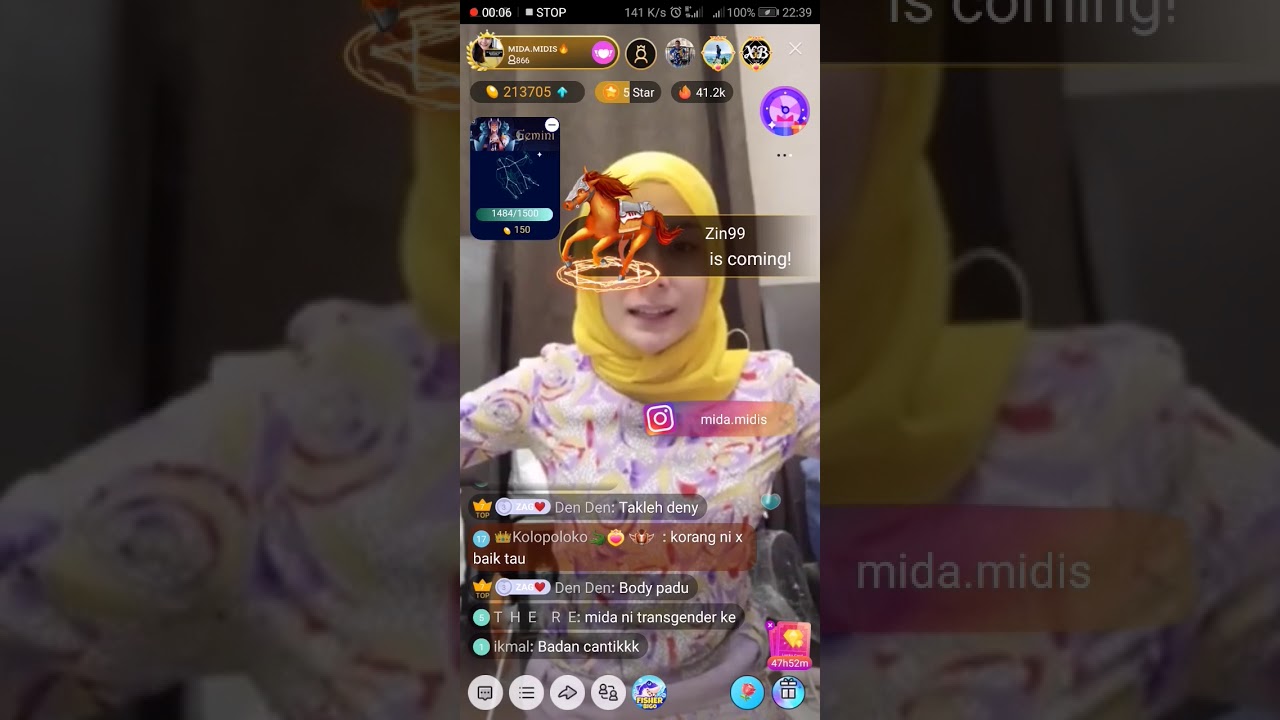 Bigo cewek mida payung rugi tak tengok subscribe