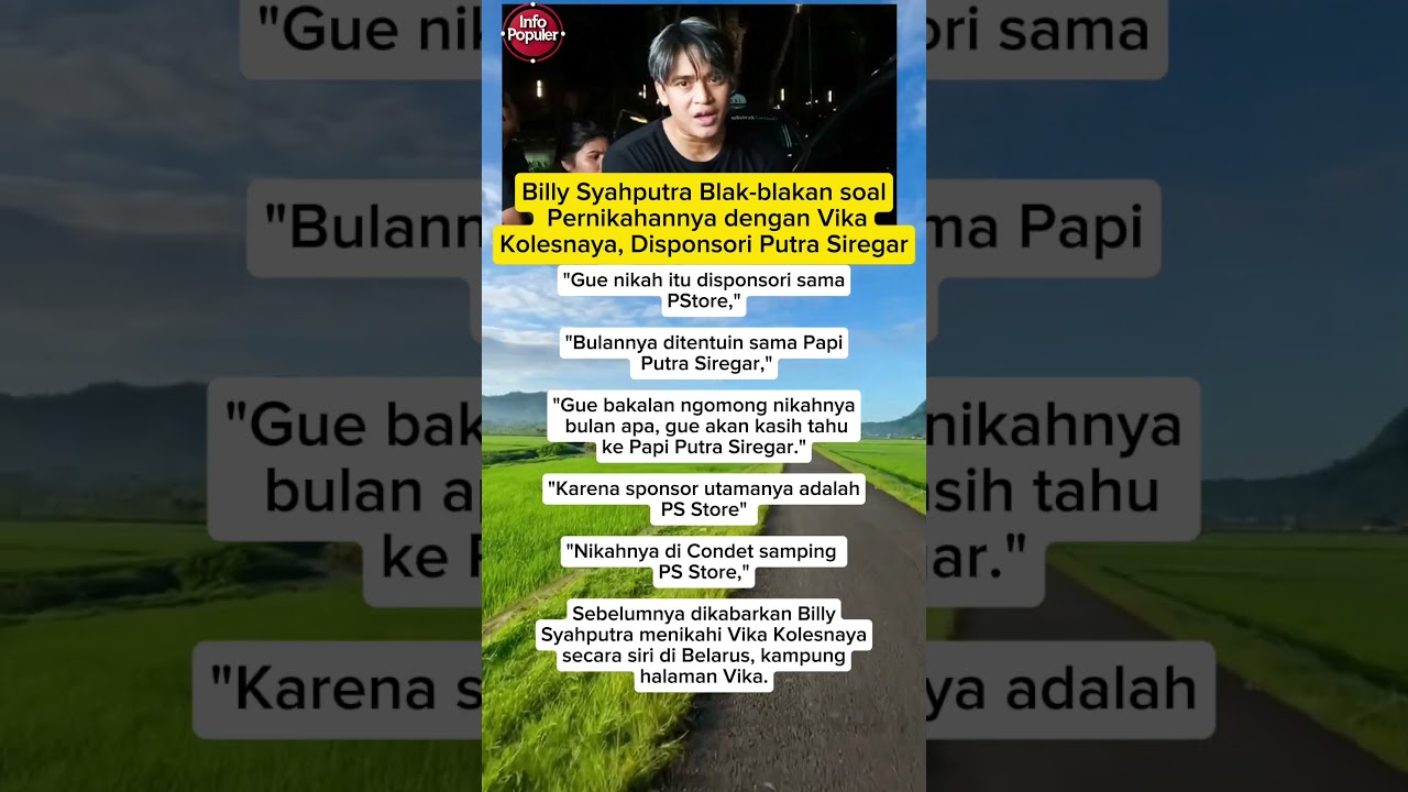 Billy Syahputra akui pernikahannya di sponsori oleh Putra Siregar #billysyahputra #putrasiregar