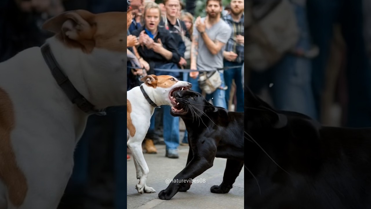 Black Panther 🐈‍⬛ vs Dog Fight Aggressively 🔥😱 #animals #nature #wildanimals #dog #panther #shorts