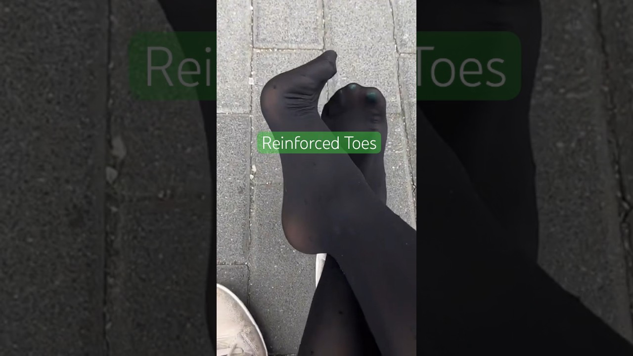 Black Reinforced Toes Polka Dots Tights, Nylons Pantyhose Hosiery Feet Legs Girl