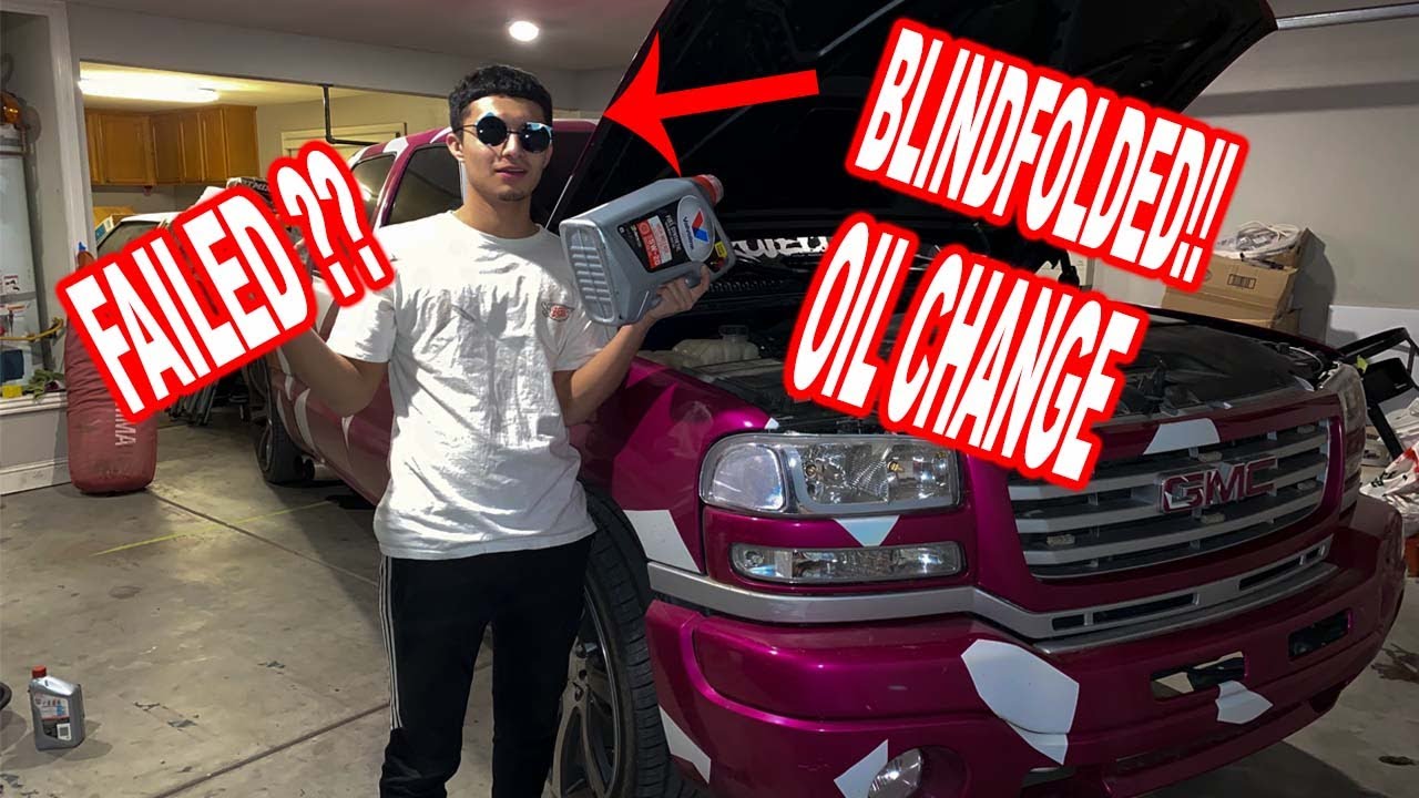 BLINDFOLD OIL CHANGE CHALLENGE !!