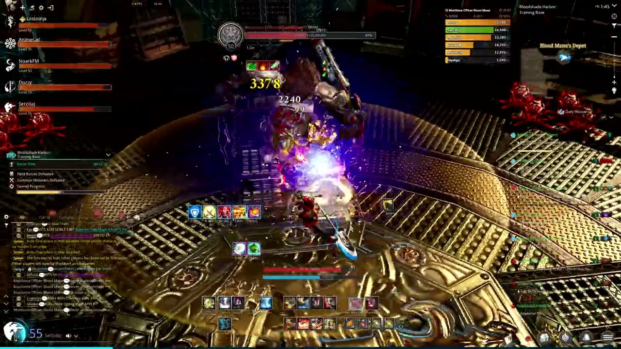 [BNS NEO] Bloodshade Harbor Training Base Destroyer pov (dps meter, Summoner def shred)