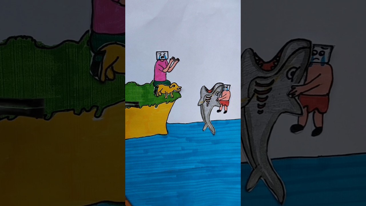 Brave dog 🐶 save TV women child 🫡#trending #art #drawing #shorts