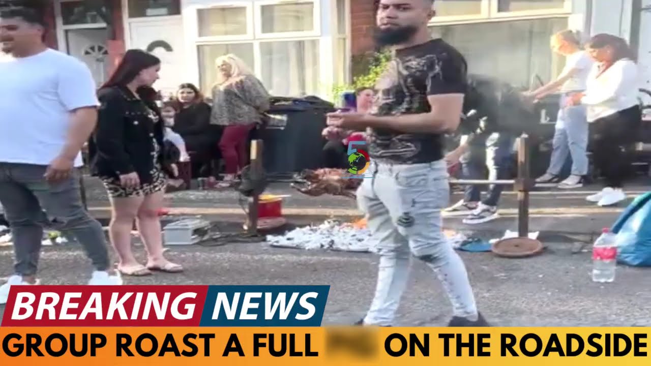 BREAKING NEWS: MIGRANTS ROAST A FULL LAMB ON THE ROADSIDE IN STREET GATHERING