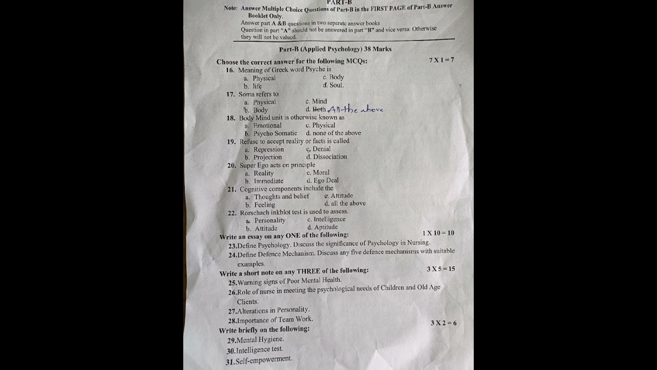 BSC Nursing 1st sem sociology and psychology paper 2023#psychology #sociology #exams