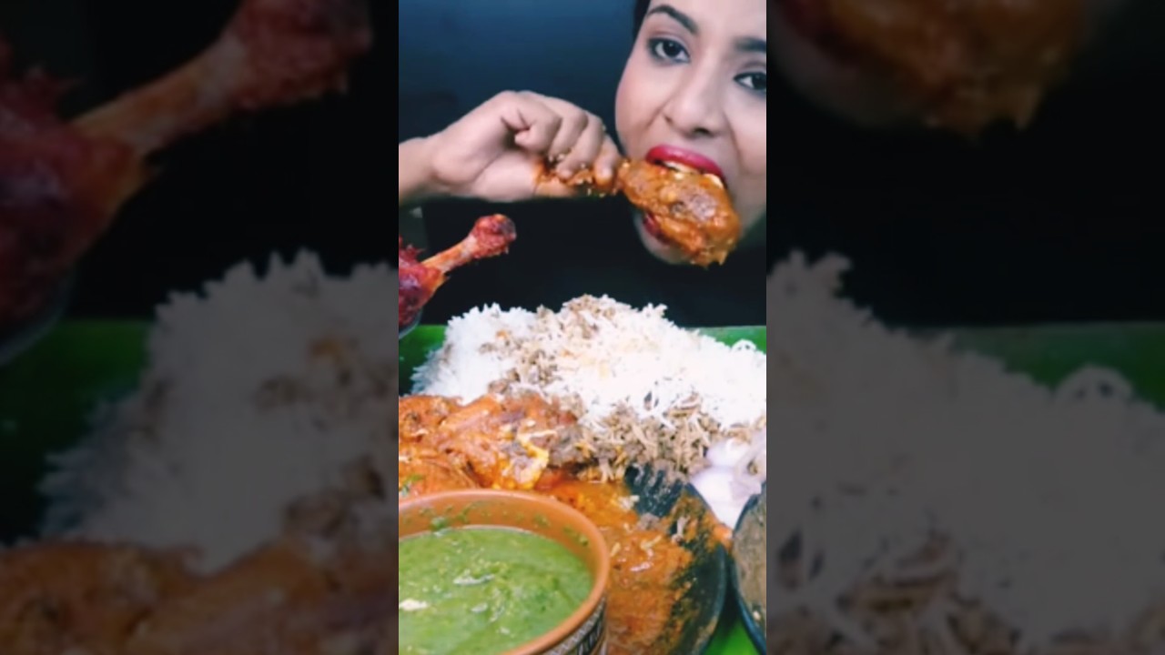 Butter chicken and rice😛 #mukbang #asmreating #food