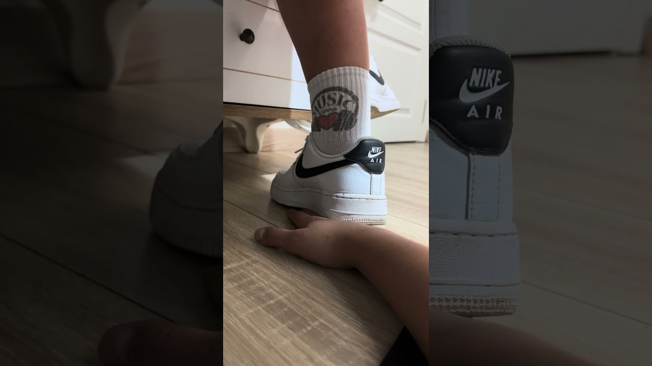 Candid sneakers hand trample