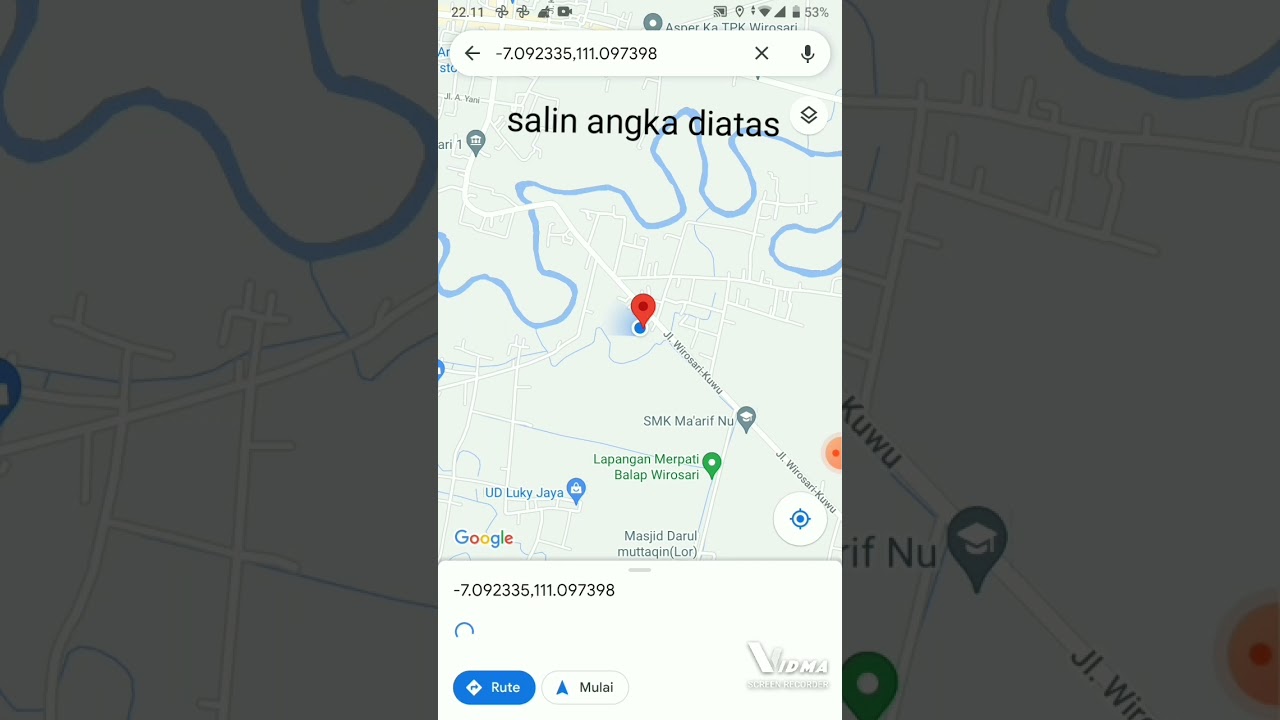 cara mencari titik koordinat di GOOGLE MAP di android