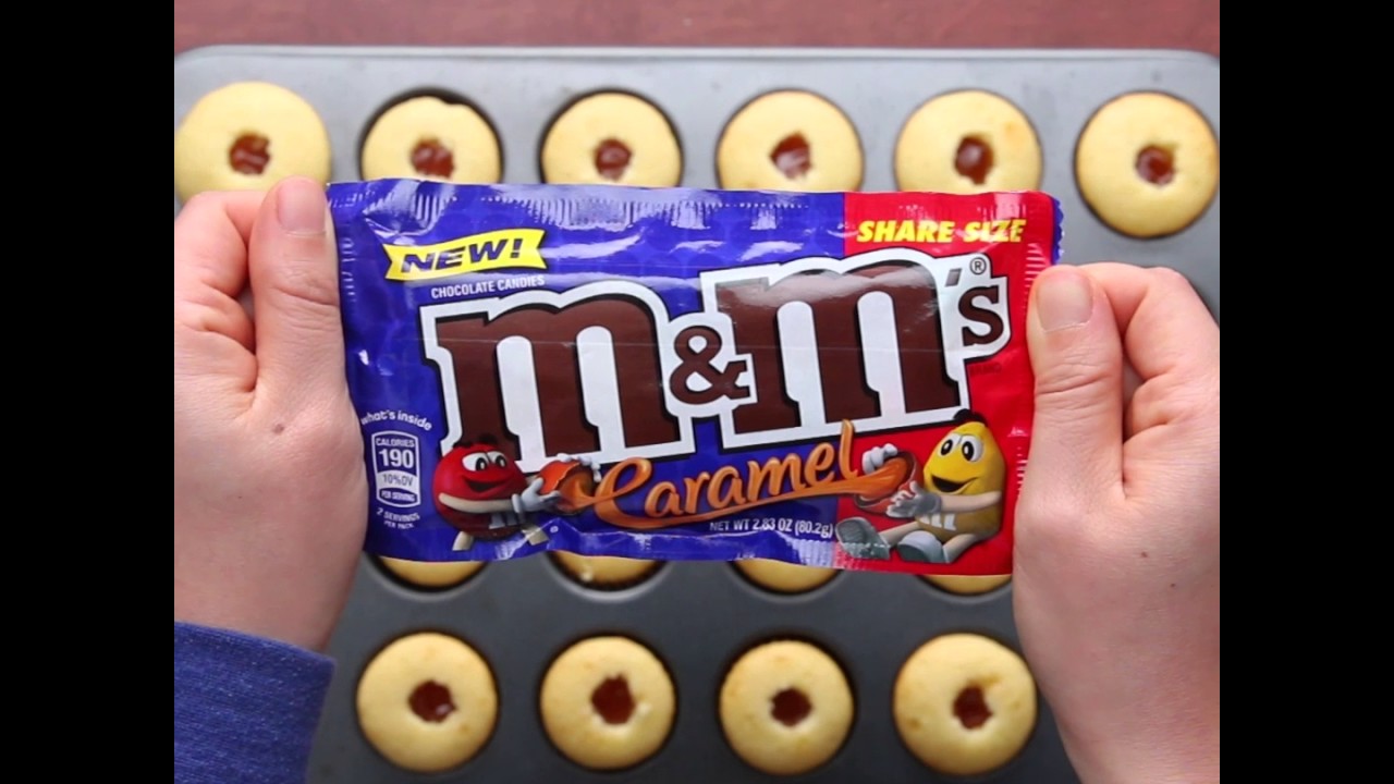 Caramel M&M’S Mini Poke Cupcakes