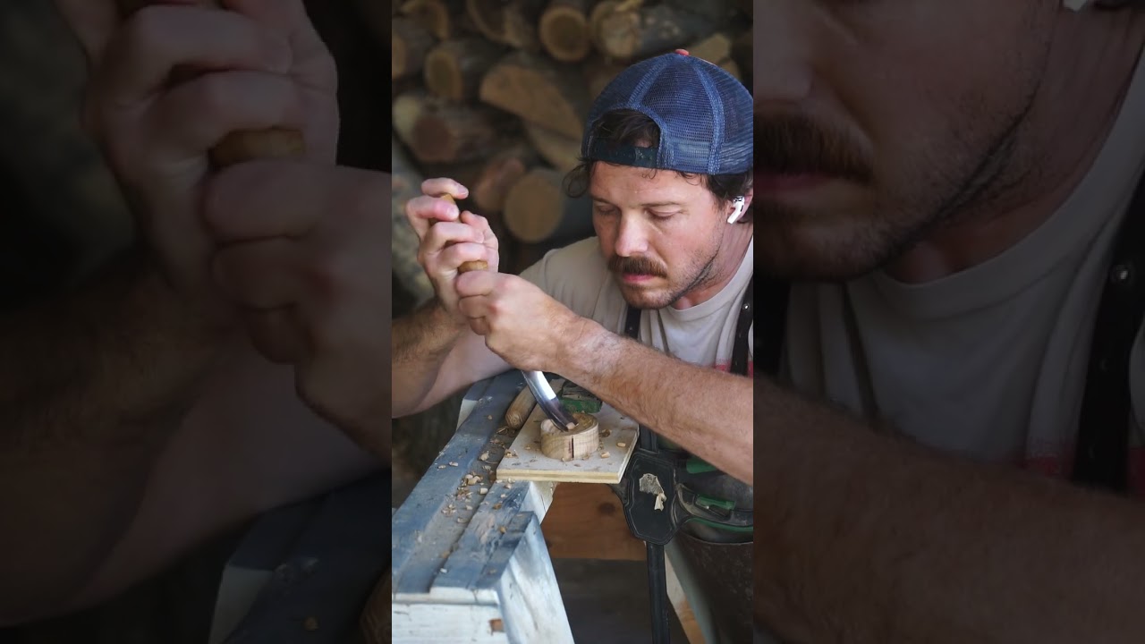 carving a spoon out of almond wood!