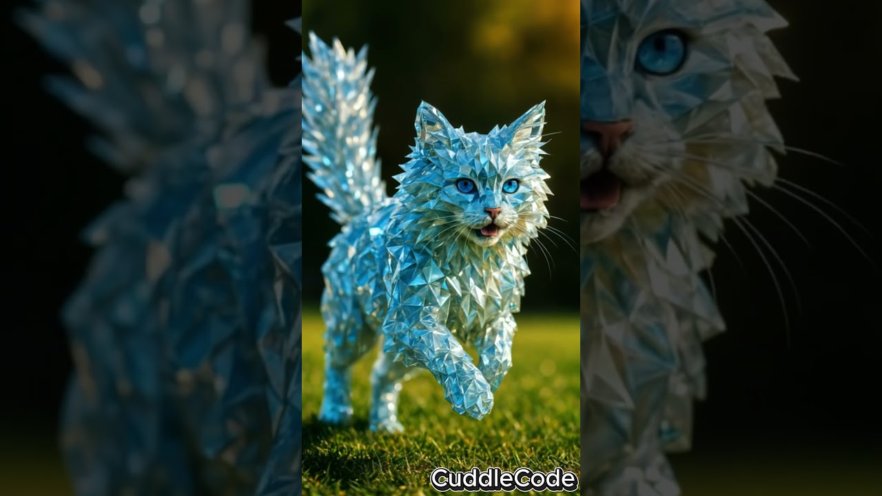 Cats + Light & Matter (Glass, Neon, Crystal, Liquid Metal) #shorts