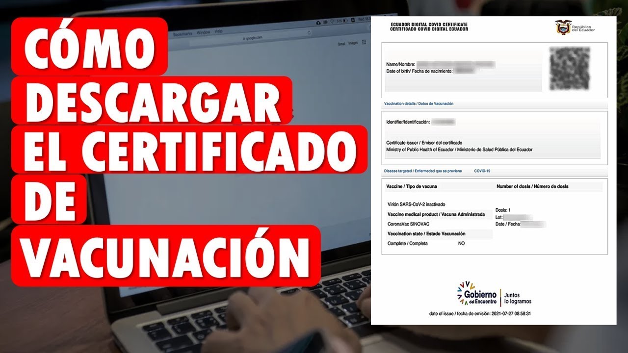 Certificado de Vacunación Covid 19 💉 MSP Ecuador