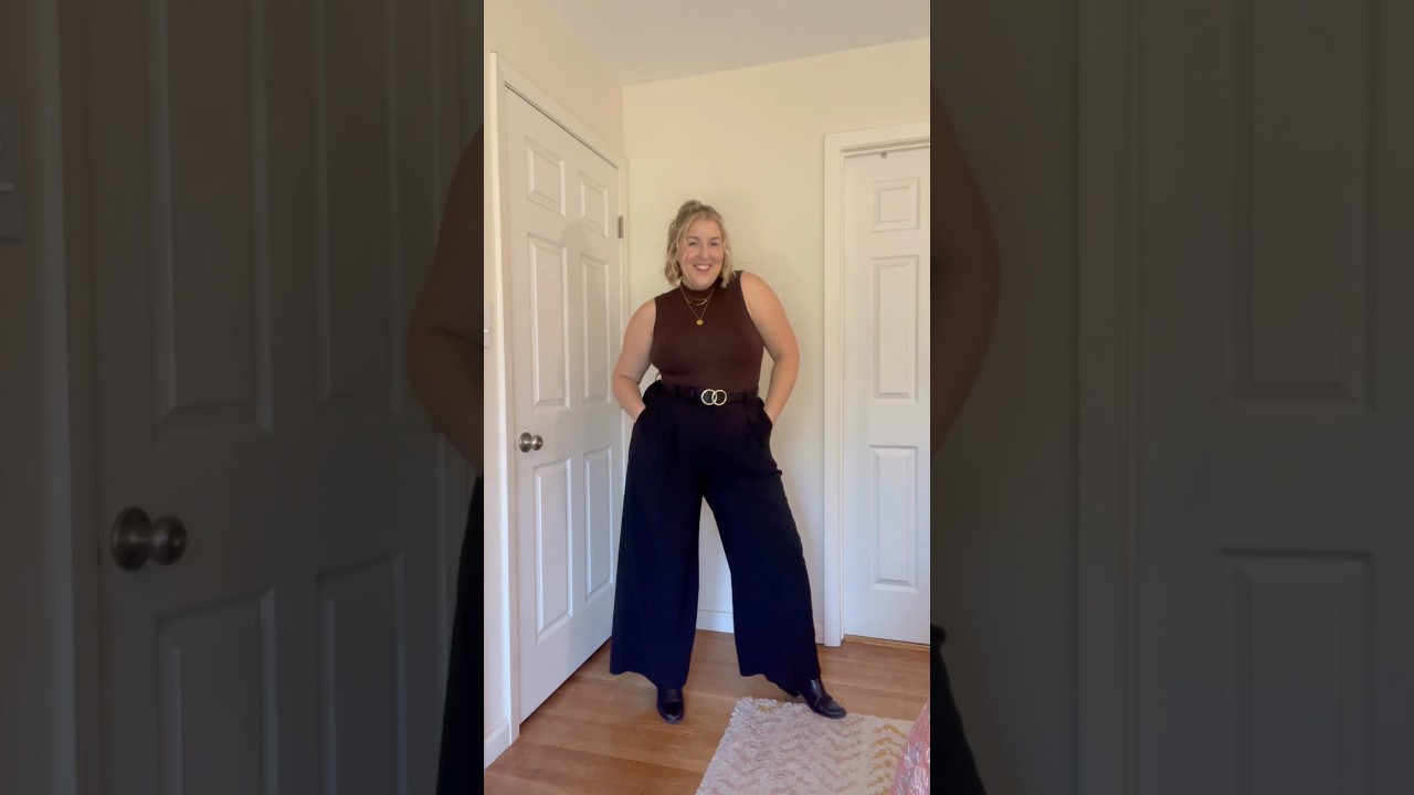 Chic corporate office outfit on a size 18🤎 #plussize #officeoutfits #officewear #workwear