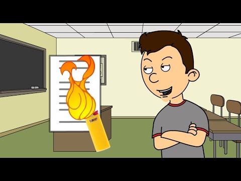 Classic Caillou Sets His Test Paper On Fire