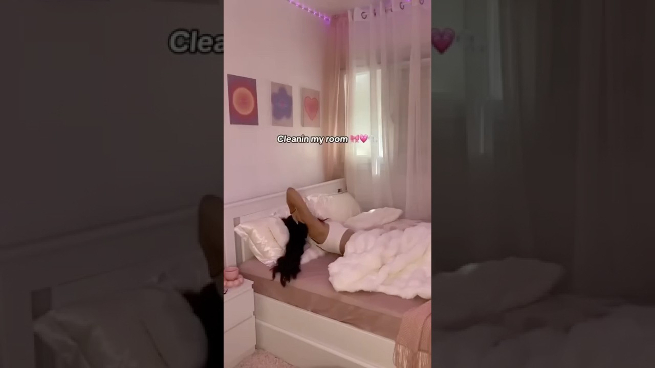 Cleaning my room 🤍🎀💗🫧 #cleaning #room #girl #routine s#pink #fyp