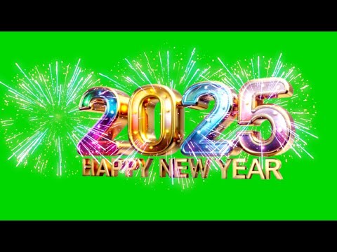 Colorful 2025 Happy New Year Green Screen Video Background