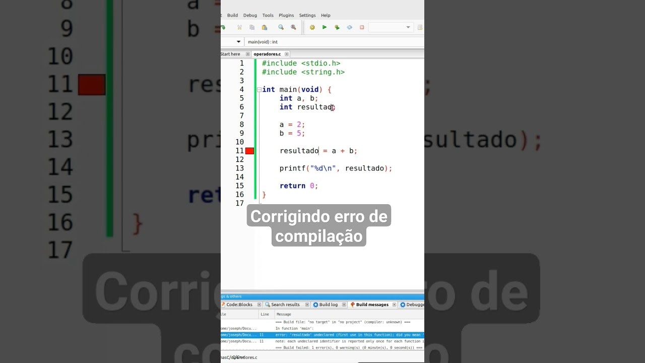 Corrigindo erro de compilação
