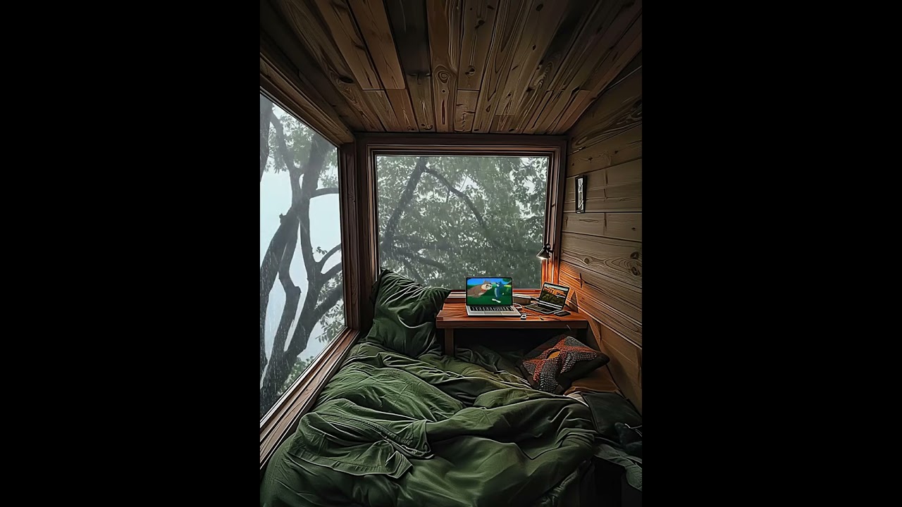 Cozy Tree House Camping on a Rainy Day #aesthetic #livewallpaper #meditation  #relax #camping #cozy