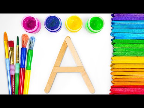 Create & Paint ABC with Popsicle Sticks | Best Learn Alphabet | Preschool Toddler Toy Learning Video