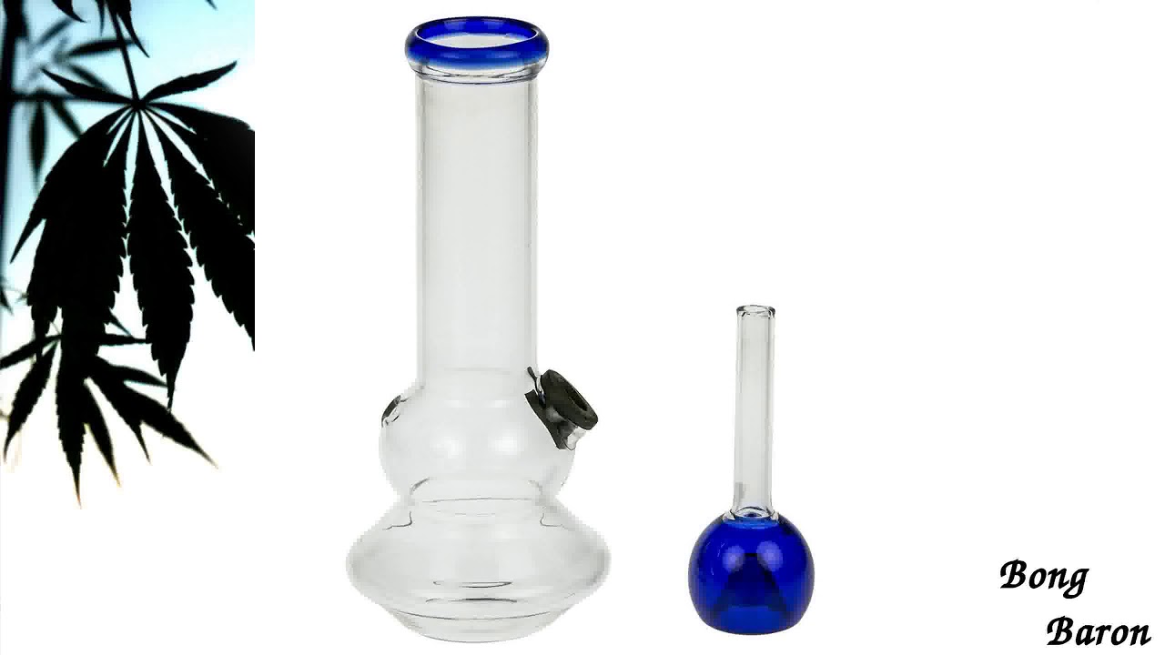 Curvy Glass Mini Bong with Blue Accents