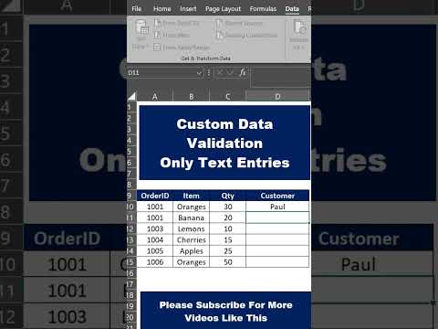 Custom Data Validation- ONLY TEXT ENTRIES ALLOWED #excel #finance