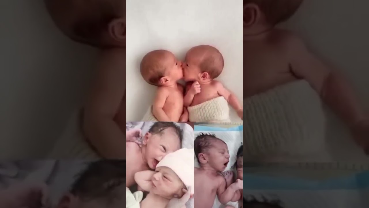 Cute Twin Babies making Love and Kissing each other #newborn #baby #4k #viral #love #trending