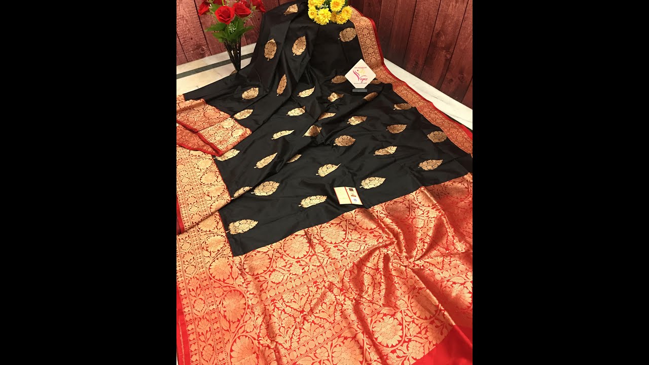 Deep Black Color Katan Bhabi Banarasi Saree