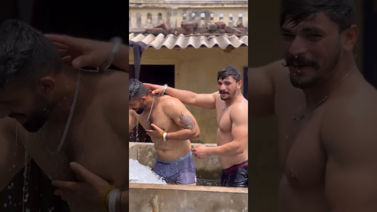 Desi hariyanvi boys tubewell bath