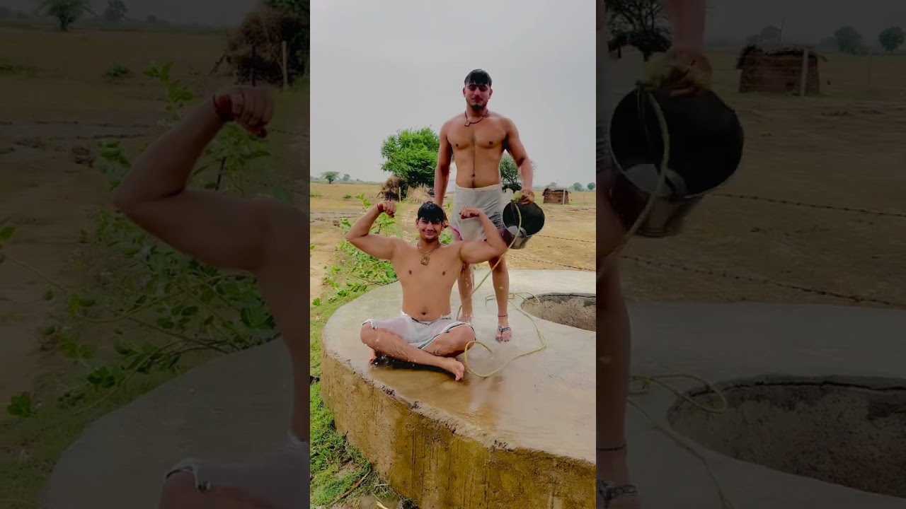 desi mard tubewell bath