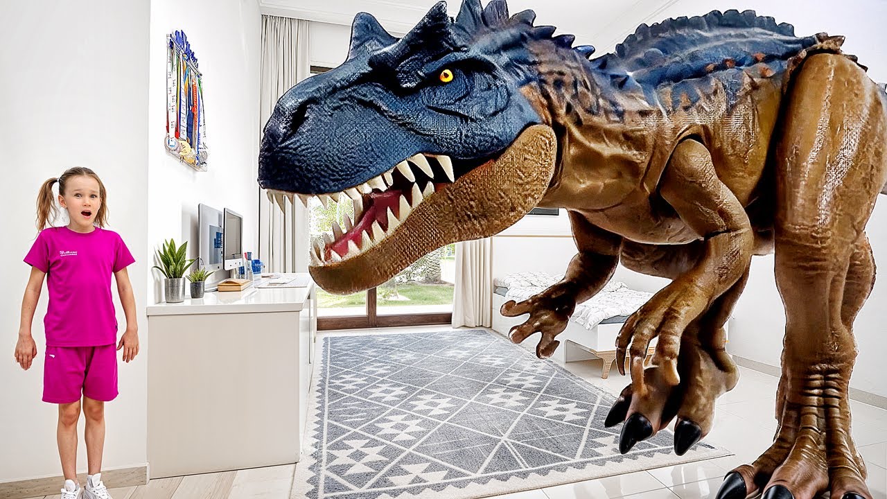 Dinosaur Stories for Kids | Stephi's Dinosaur Toys Become Alive In Her House