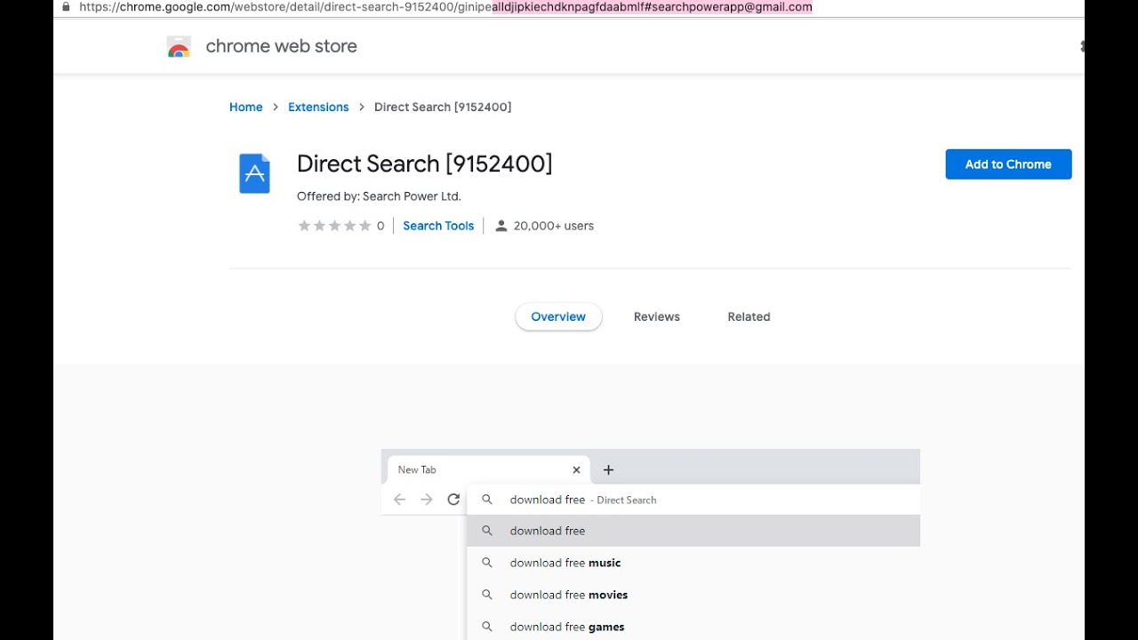 Direct Search [9152400] extension removal.