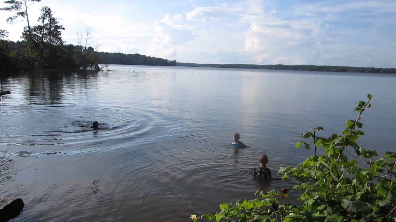 Dreher Island camping - swimming in the lake