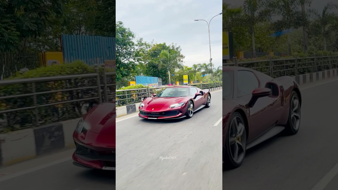 Dulquer Driving His Ferrari 296 GTB ❤️ #shorts #mammootty #dulquer #cars #ferrari296gtb #369cars