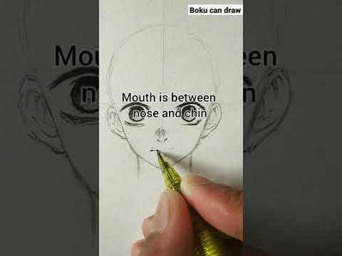 Easy way to draw anime face!!🔥 (Front view head tutorial) #howtodraw