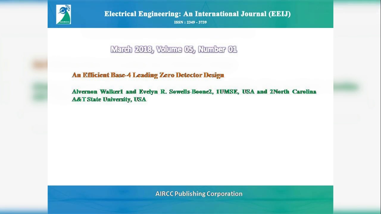 Electrical Engineering: An International Journal (EEIJ)