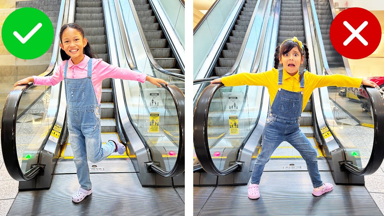 Ellie & Andrea's Escalator Mall Adventure: Safety Learning for Kids