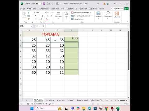 Excel'de Toplama Yapmayı 1 Dakikada Öğren! #excelpratik  #kolayexcel #exceldersleri  #excelkursu
